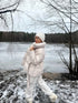 Puffy, short jacket with tie belt - light beige